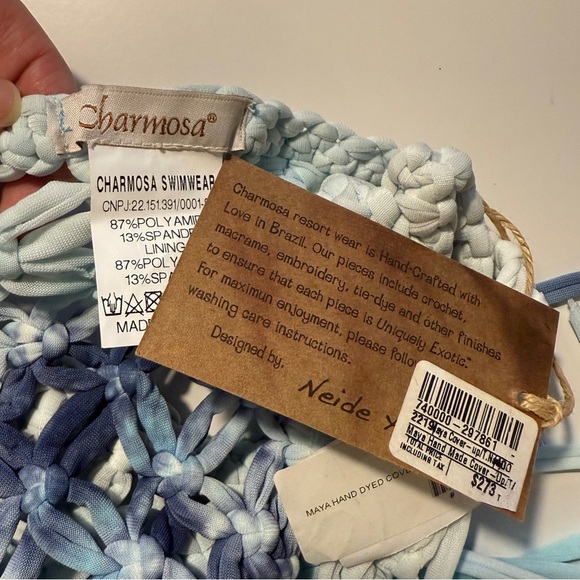 Charmosa Maya Swim Crochet Maxi Length Cover Up Blue White Macrame Resort S - Picture 6 of 9